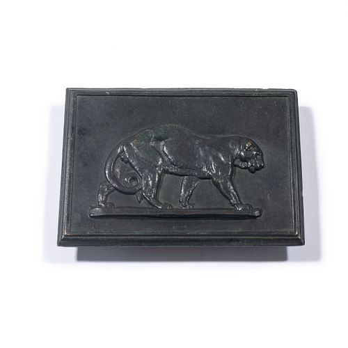 Prowling lioness' bronze plaque, c1850