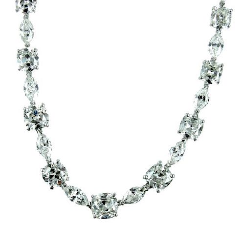 GIA Certified Platinum 33.50CT Diamond Necklace.