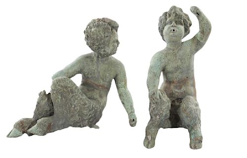 Pair of 18th/19th Century Bronze Fountain Figures