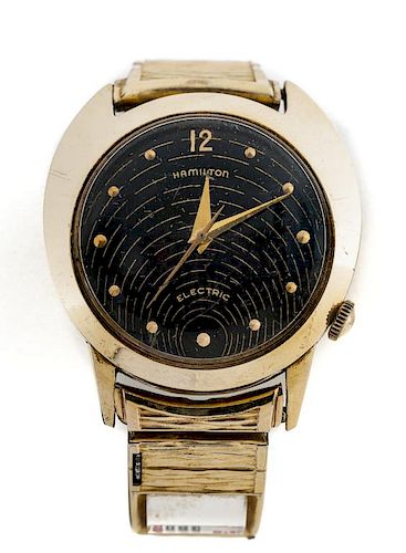 14K Hamilton 500 Electric Calendar Band Wristwatch