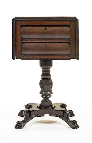 American Empire Carved Sewing Table