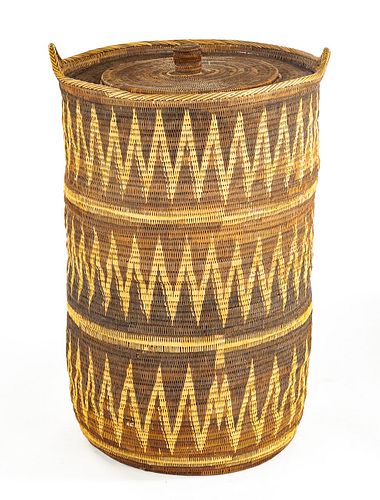 Large Papua New Guinea Woven Lidded Basket