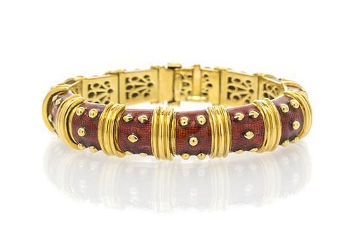 An 18 Karat Yellow Gold and Enamel Bracelet, Mavito, 70.70 dwts.