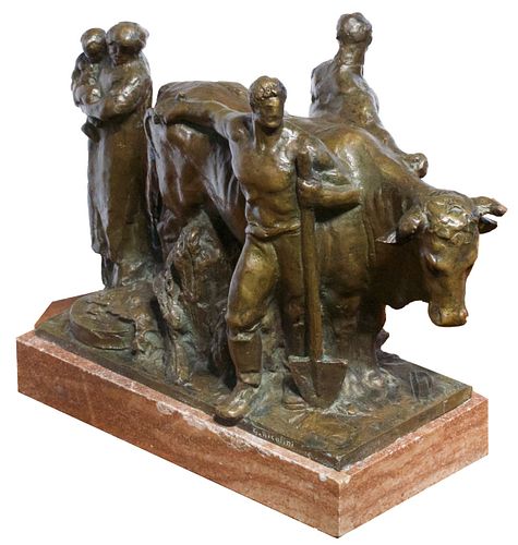 Giovanni Nicolini (Italian, 1872-1956) Bronze Group Celebrating the Noble Yeomanry, 19th Century Italian