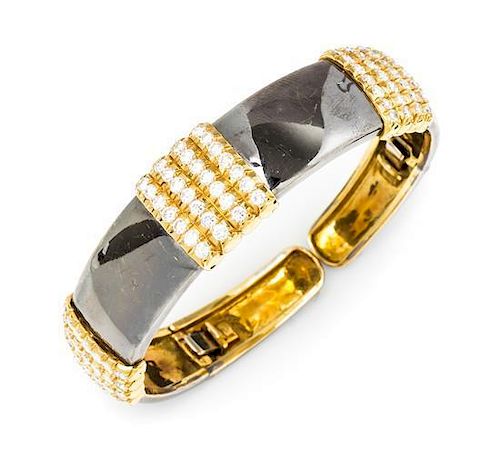 An 18 Karat Gold and Diamond Cuff Bracelet, Van Cleef & Arpels, 30.00 dwts.