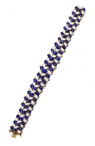 A Vintage Platinum, Sapphire and Diamond Bracelet, Oscar Heyman Brothers for Ruser, 29.60 dwts.