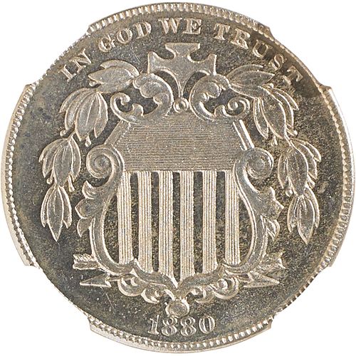 U.S. 1880 PROOF SHIELD 5C COIN