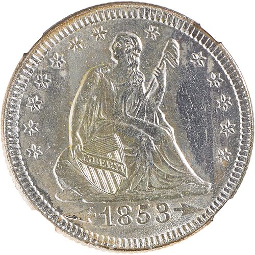 U.S. 1853 ARROWS AND RAYS SEATED LIBERTY 25C COIN