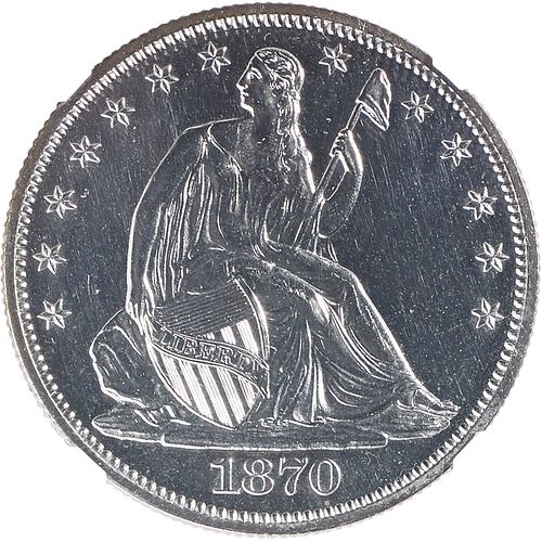 U.S. 1870 PROOF SEATED LIBERTY 50C COIN