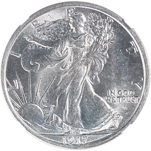 U.S. 1917-D OBVERSE WALKING LIBERTY 50C COIN