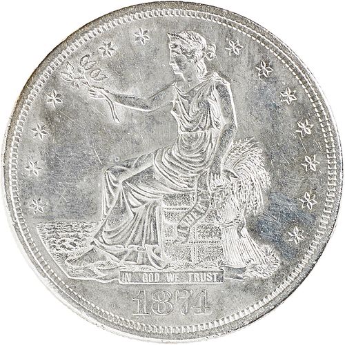U.S. 1874-CC TRADE $1 COIN