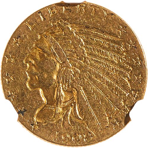 U.S. 1908 INDIAN HEAD $2.5 GOLD COIN