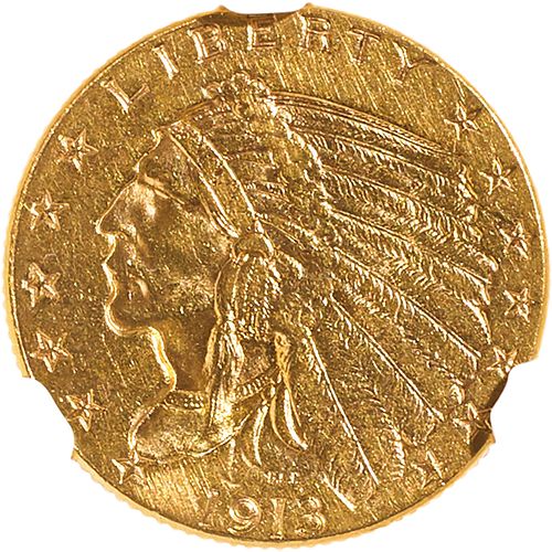 U.S. 1913 INDIAN HEAD $2.5 GOLD COIN