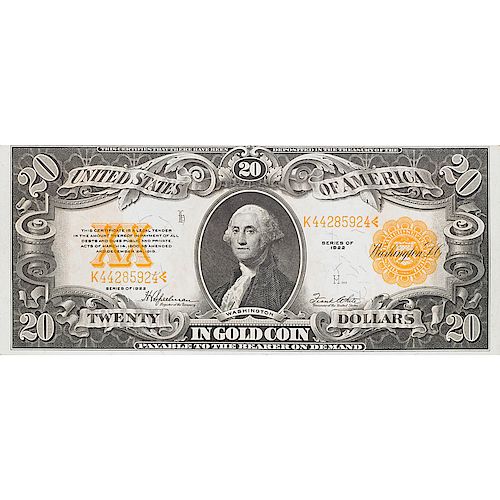 1922 $20 GOLD CERTIFICATE NOTE