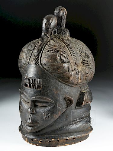 1940s African Mende Wood Bundu Helmet Mask