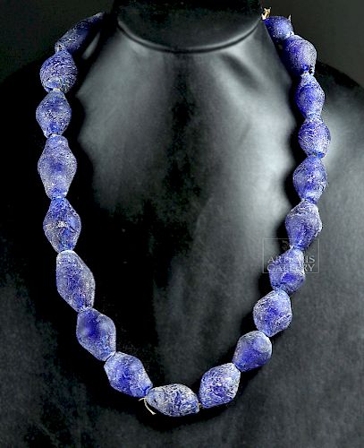 18th C. Dutch / Dogon Blue Glass Trade Beads - 19 Large