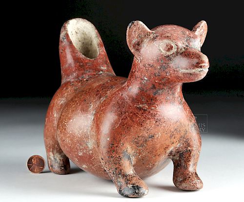 Colima Pottery Redware Spouted Dog - Museum Exhibited