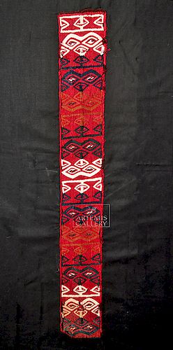 Moquegua Textile Polychrome Sash - Abstract Masks