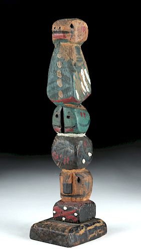 Early 20th C. Pacific Northwest Haida Carved Wood Totem