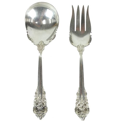 Wallace Sterling Serving Fork & Spoon, 8.5 ozt