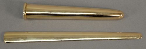 Tiffany & Co. 14 karat gold letter opener with holder (holder missing a part). length 5 1/2 inches, total weight 61.6 grams.   P...