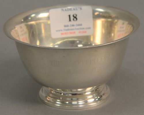 Tiffany & Co. sterling silver revere style bowl inscribed: The Rockefellers, September 7, 1940, Forbes 1917-1987, marked on bottom:...