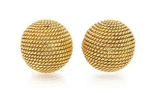 A Pair of 18 Karat Yellow Gold Earclips, Chimento, 8.20 dwts.