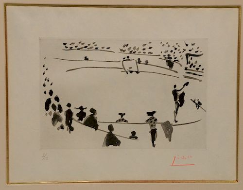 Pablo Picasso (1881-1973), aquatint, rare part of original set of twelve copies, #3 of 12, La Tauromaquia: El Matador Brinda La Muer...