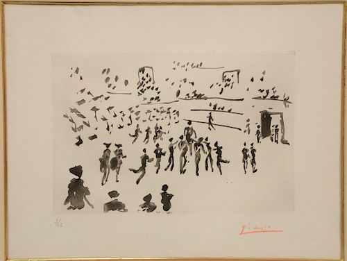 Pablo Picasso (1881-1973), aquatint, rare part of original set of twelve copies, #3 of 12, La Tauromaquia: El Torero Sale En Hombros...