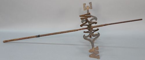 Set of iron weathervane directionals, possibly by Fisk, 19th century. height 54 inches   Provenance: Estate of Peggy & David Roc...