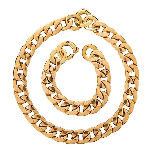 YELLOW GOLD CURB LINK NECKLACE & BRACELET