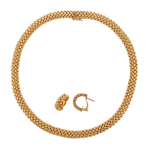YELLOW GOLD NECKLACE & EARRING SUITE