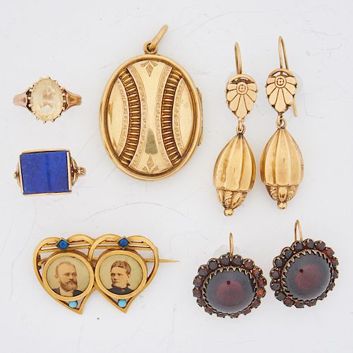 GROUP OF VICTORIAN YELLOW GOLD JEWELRY