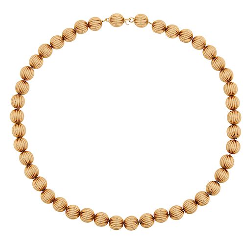 YELLOW GOLD BEAD NECKLACE