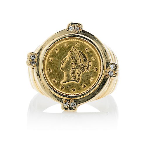 YELLOW GOLD LIBERTY HEAD COIN RING