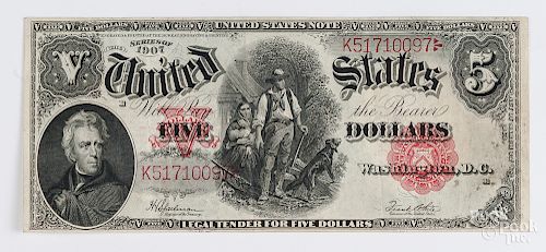 1907 five dollar wood chopper note