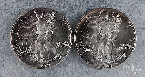 Two 1 ozt fine silver coins