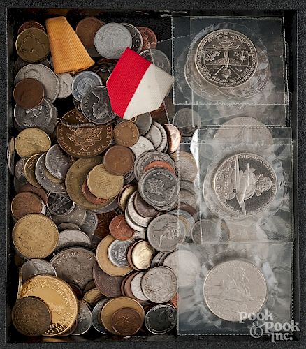 Miscellaneous group of foreign coins and currency.