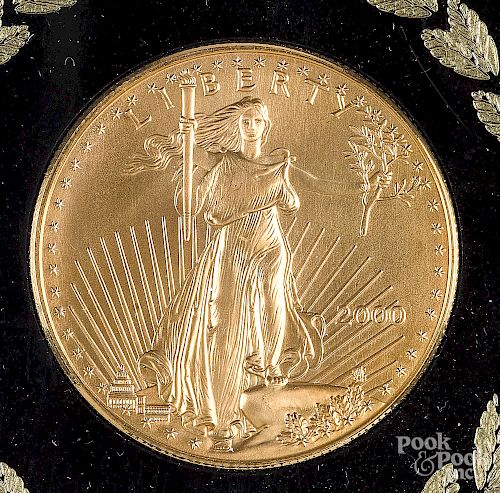 Liberty eagle 1 ozt fine gold fifty dollar coin.