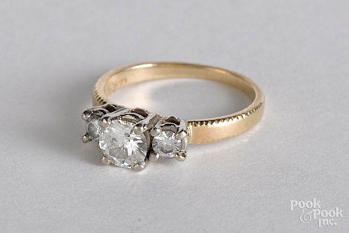 14K gold and diamond ring, size 6, 1.7 dwt.