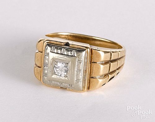 14K gold and diamond men's ring
