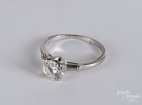Platinum and diamond ring, size 7 1/2, 2.4 dwt.