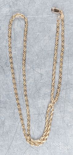 14K yellow gold necklace, 16.3 dwt.