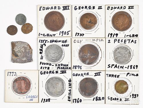 Foreign coins, mostly British.