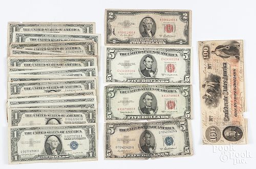 Confederate 100 dollar Richmond note, etc.