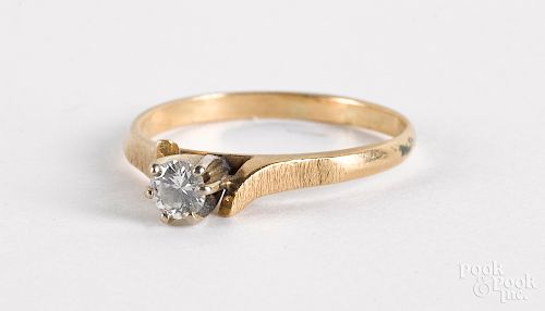 14K gold diamond solitaire ring, 1.2 dwt.