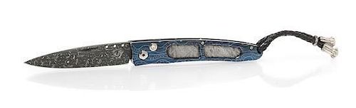 A Damascus Stainless Steel, Meteorite and Diamond Pocket Knife, William Henry, 21.10 dwts.