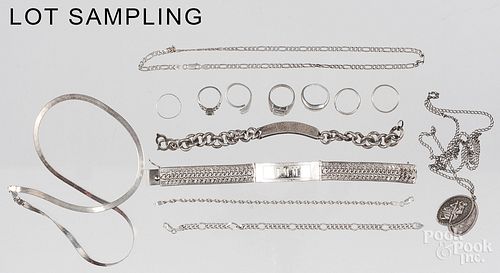 Group of jewelry, mostly sterling silver.