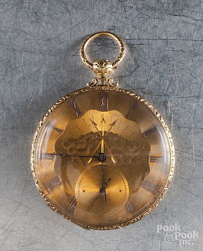 French 18K yellow gold pocket watch
