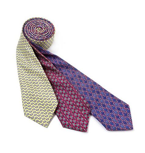 A Group of Three HermËs Silk Ties,
